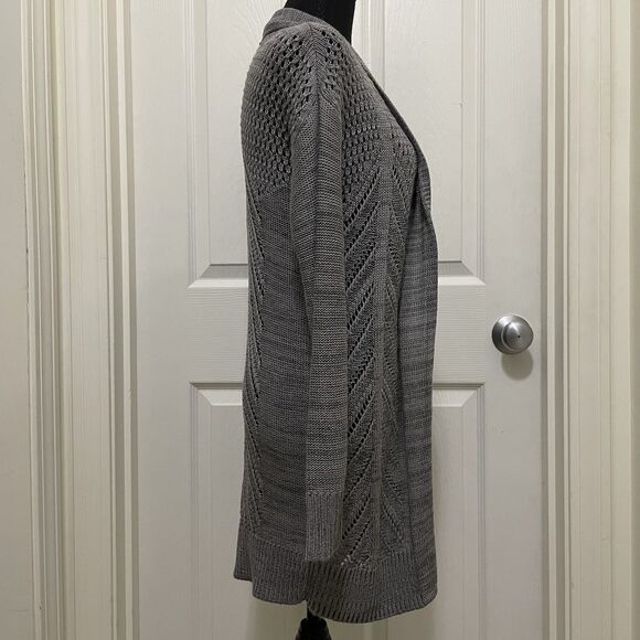 NWT Leo & Nicole Open Front Loose Knit Cardigan Lightweight Gray Women's X-Small - Picture 4 of 10